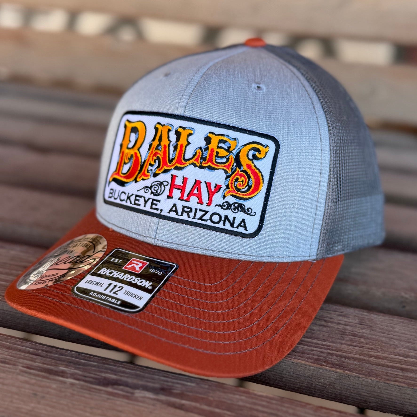 Bales Original Logo Hat - Gray & Burnt Orange Curved Bill