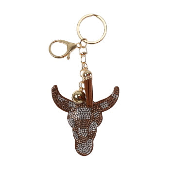 Key Chain - Bling Rhinestone Steer