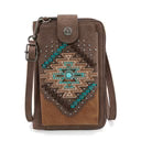 Montana West Embroidered Aztec Collection Phone Wallet/Crossbody - Coffee