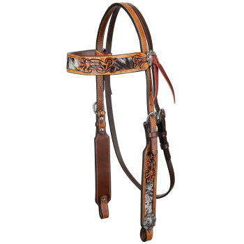 Headstall - Showman Gilded Prairie Argentina Cow Leather Browband