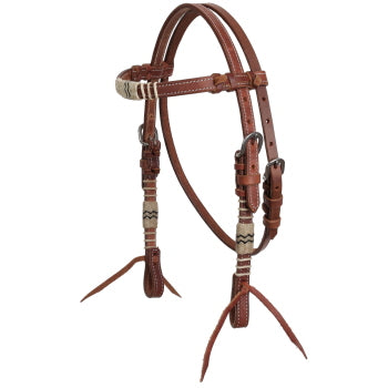 Headstall - Showman Rawhide Argentina Cow Leather Browband - Large Pony