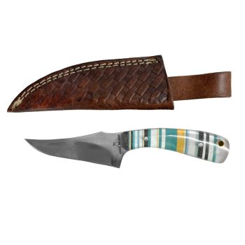 Knives - 8" Old Ram Knife with Basket Stamp Leather Sheath