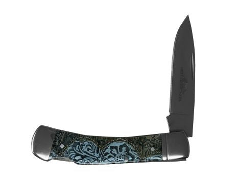 Blue Floral Manual Folding Knife