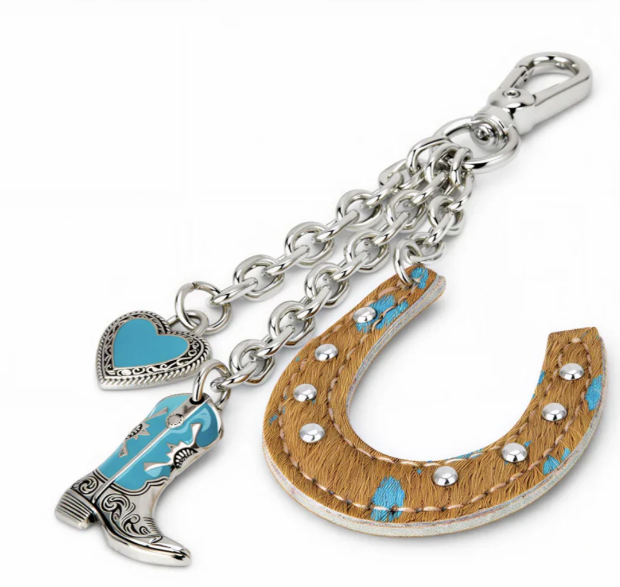 Bag Charm -  Wrangler Western Cowhide Horseshoe Bag Charm - Horse Shoe