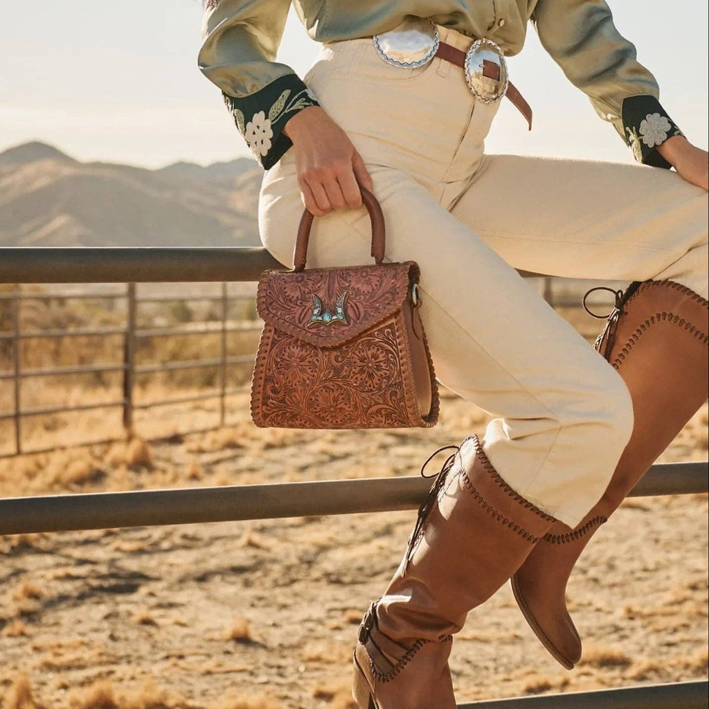 Leon Mini Handle Purse - Brown