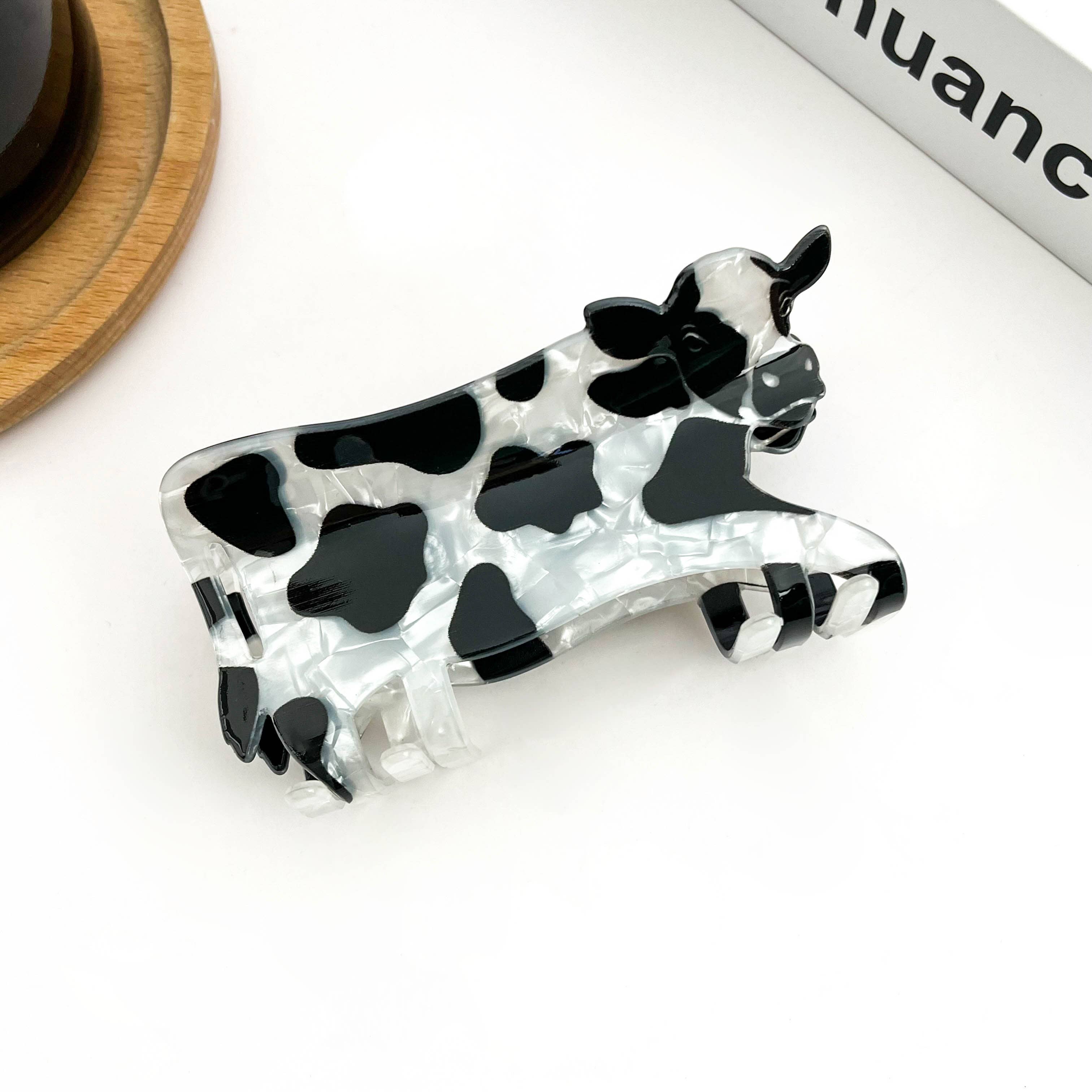 Black & White Cow Claw Clip