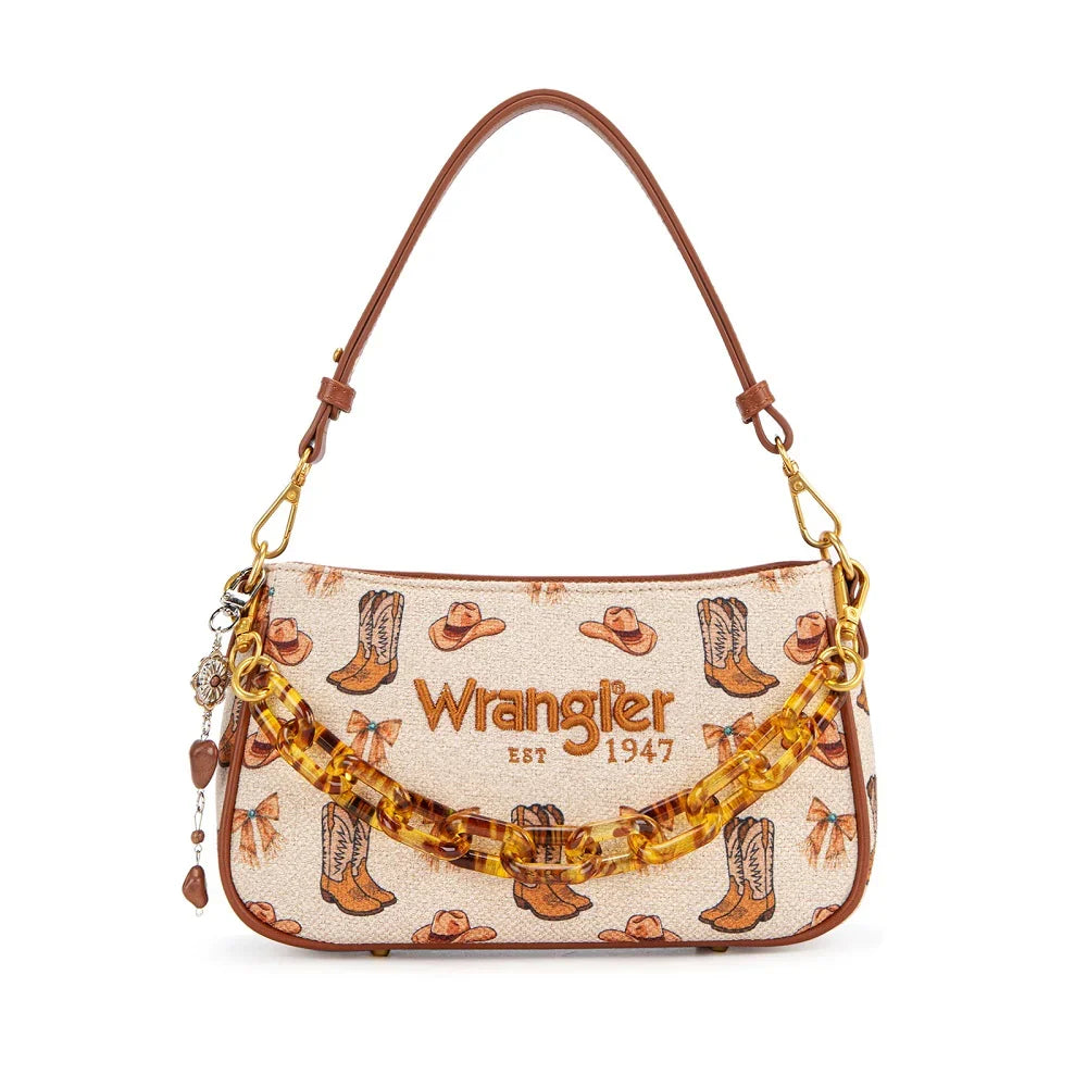 Wrangler Western Print Cowgirl Shoulder Bag - Tan