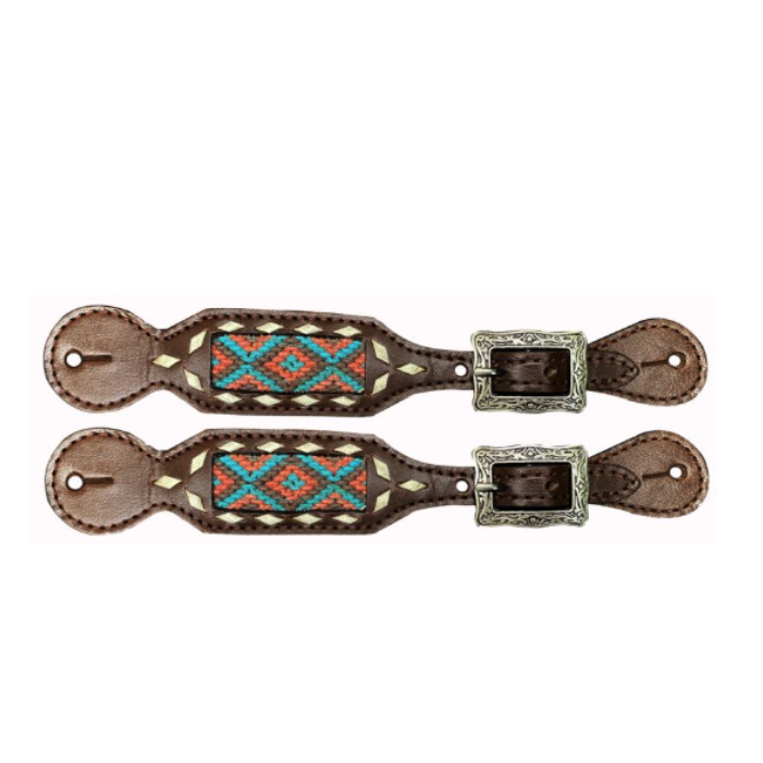 Showman - Ladies Braided SW Inlay Spur Straps - 30974