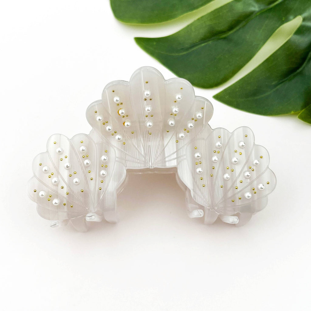 Shell With Pearls Claw Clip