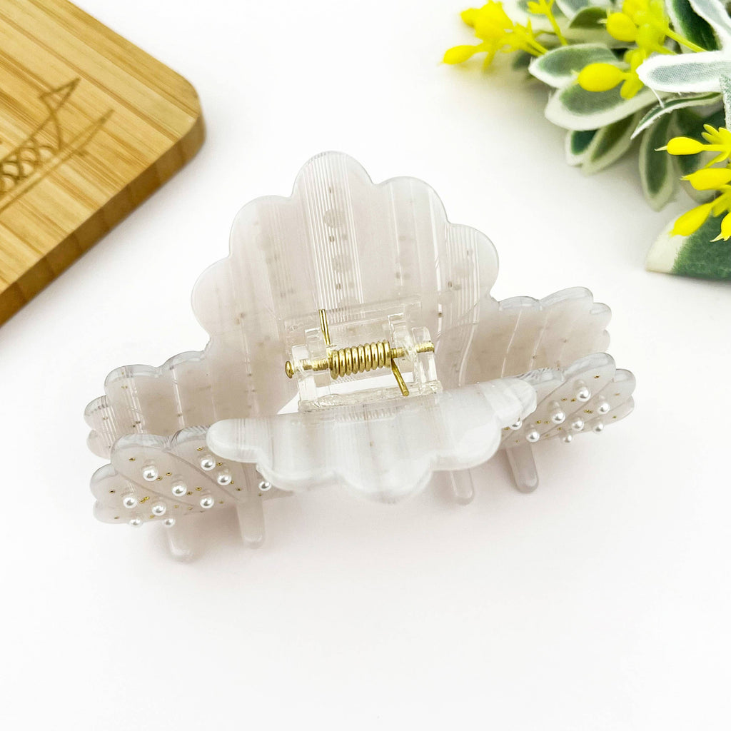 Shell With Pearls Claw Clip