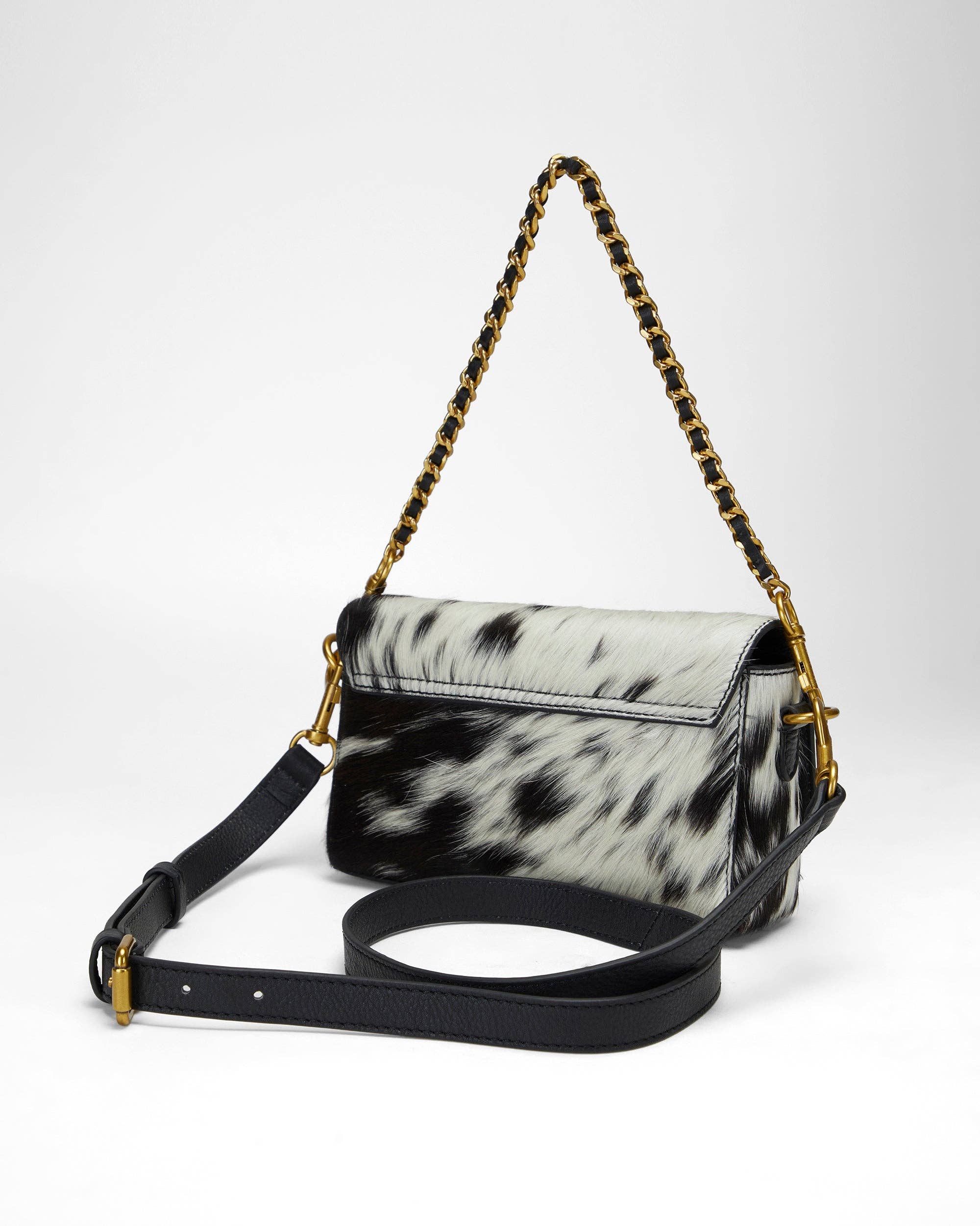 Savi Mini Bag In Black & White Cowhide