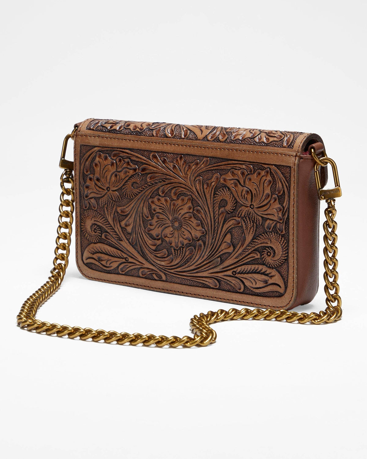 The LW On The Go Mini Chain Bag- In Handtooled Leather