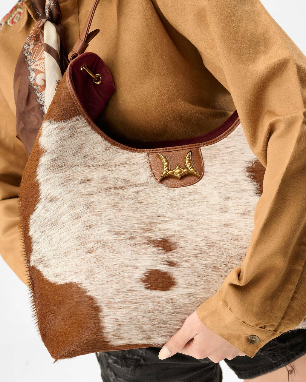 LW Large Purse - In Brown & White Cowhide & Calfskin