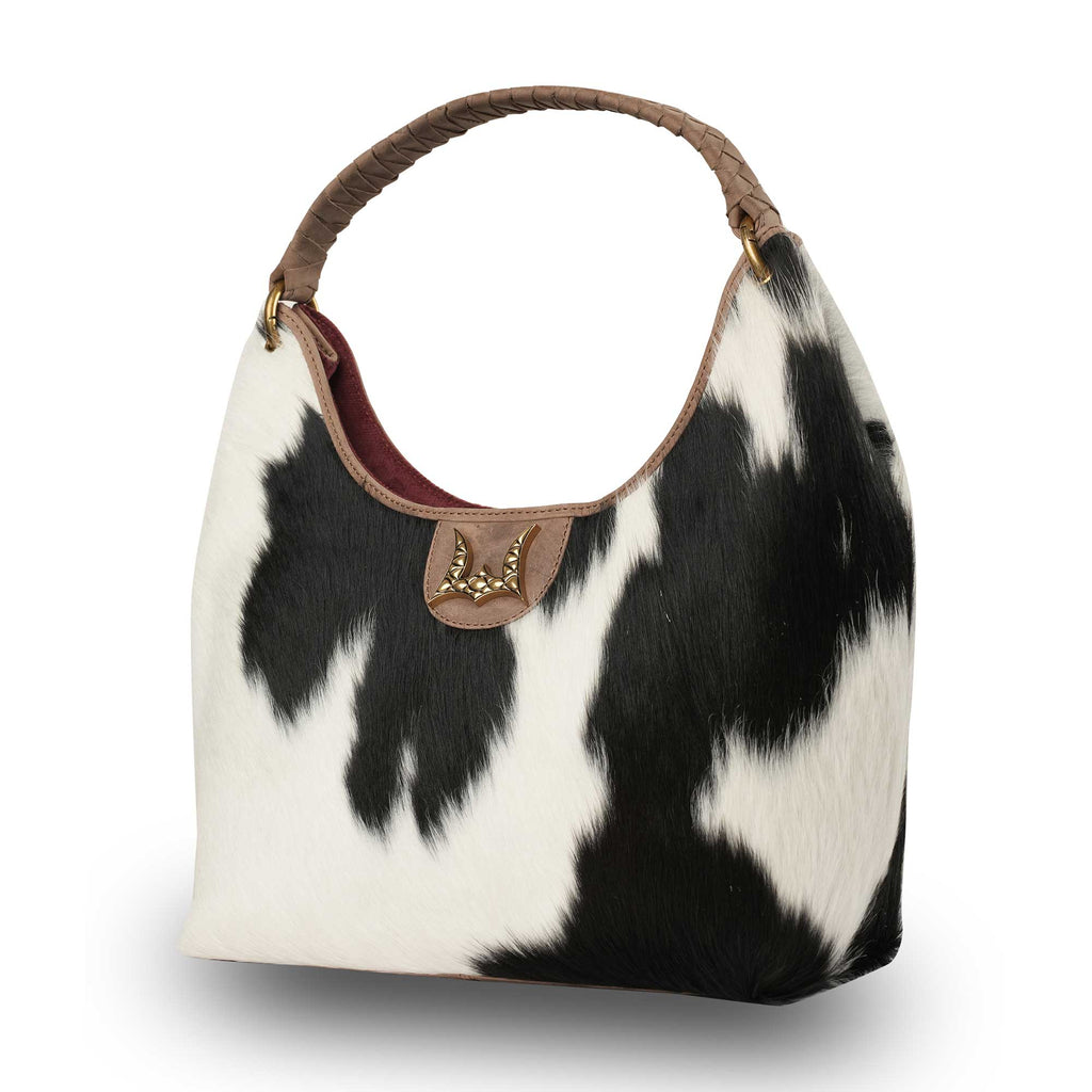 LW Medium Purse - Black & White Cowhide
