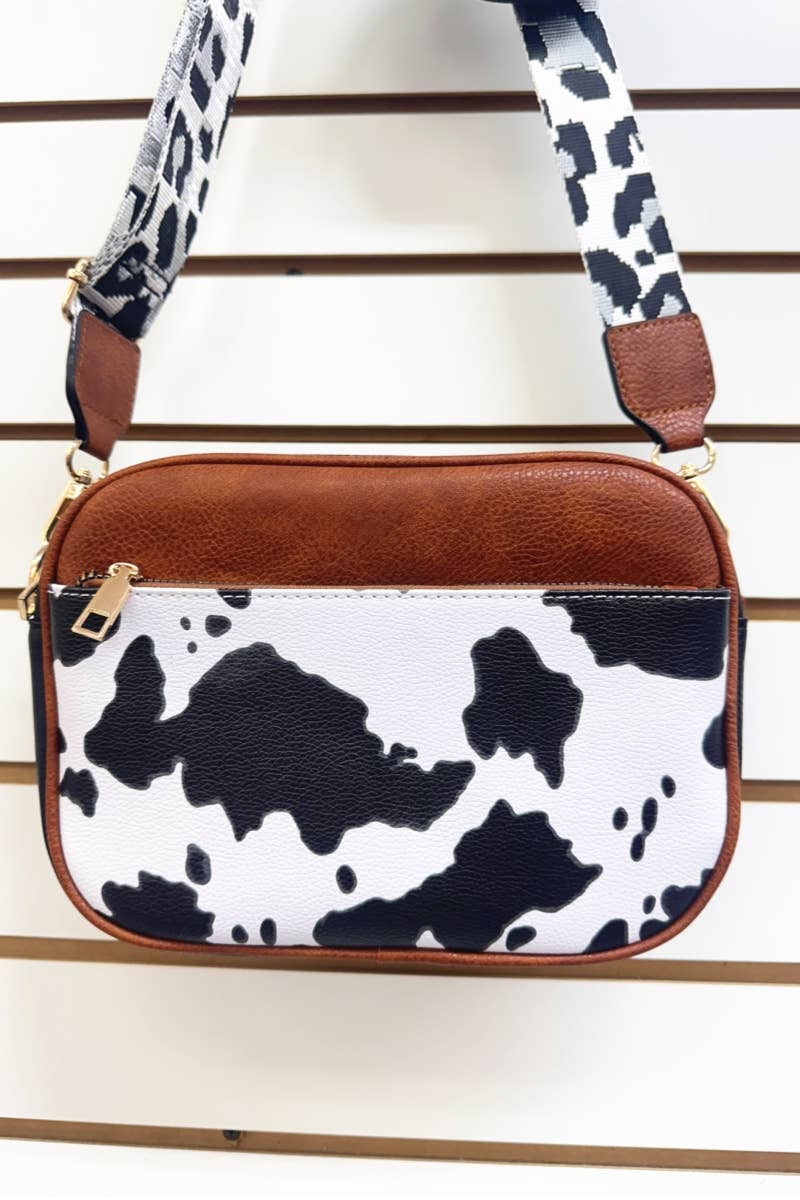 Cow Print Handbag With Coin Purse