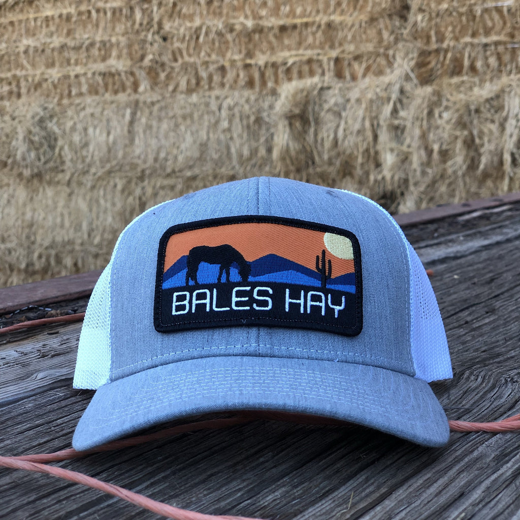 This hat is both well-made and comfortable to wear that features the first patch we ever designed! It represents the horses we feed, and the landscape we live in.  
