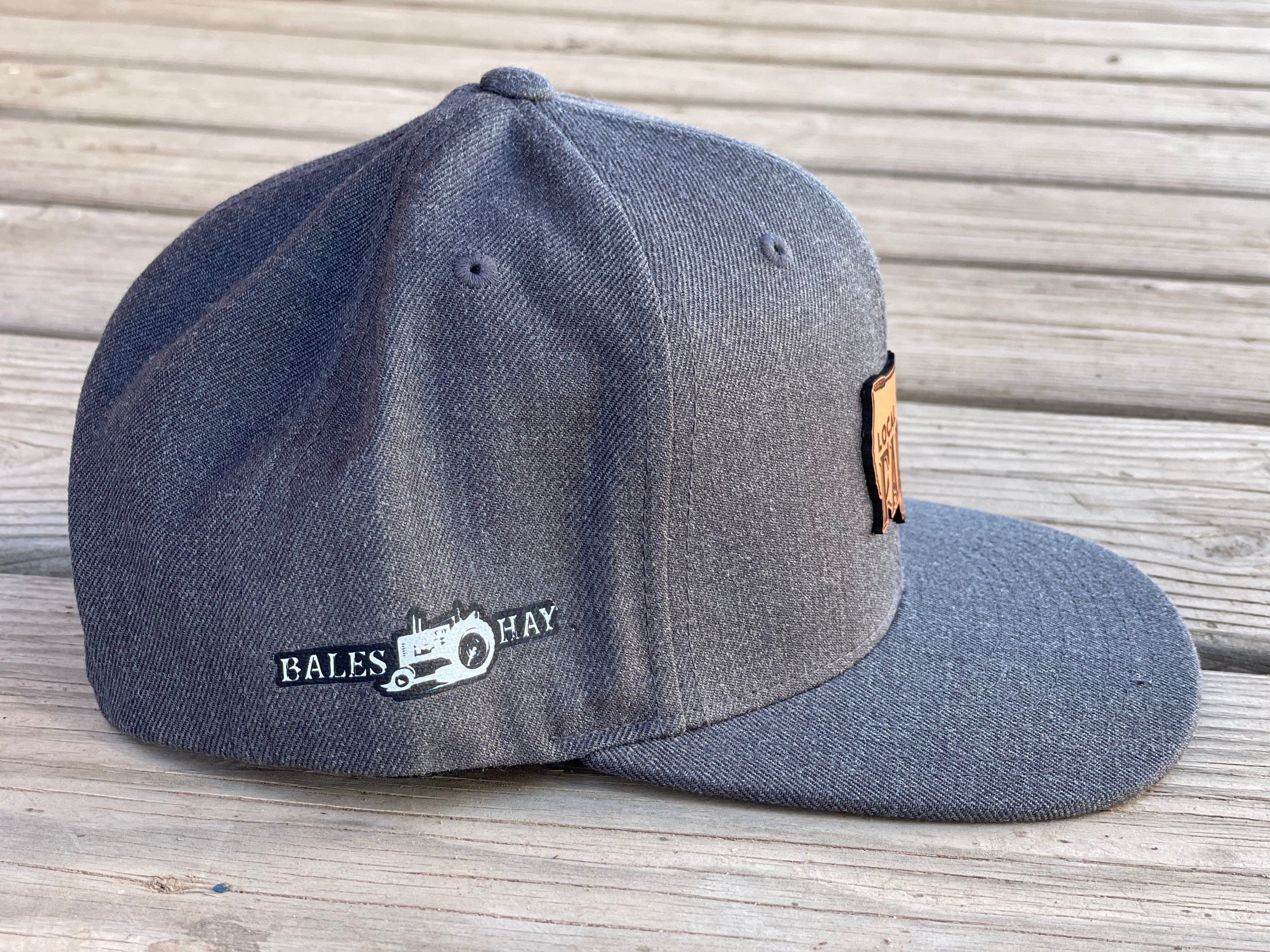 Local Farmer Brand Leather Patch Flat Bill Hat