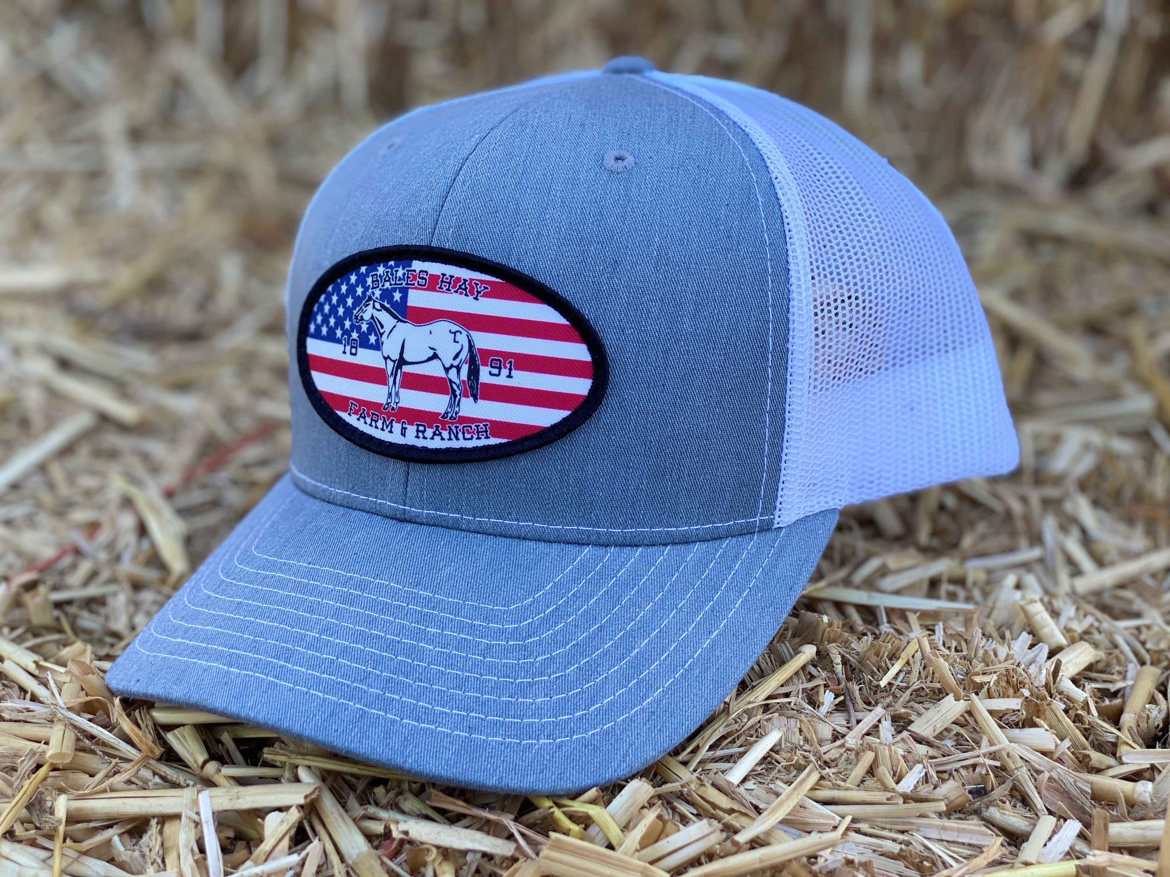 US Flag & Horse Curved Bill Hat