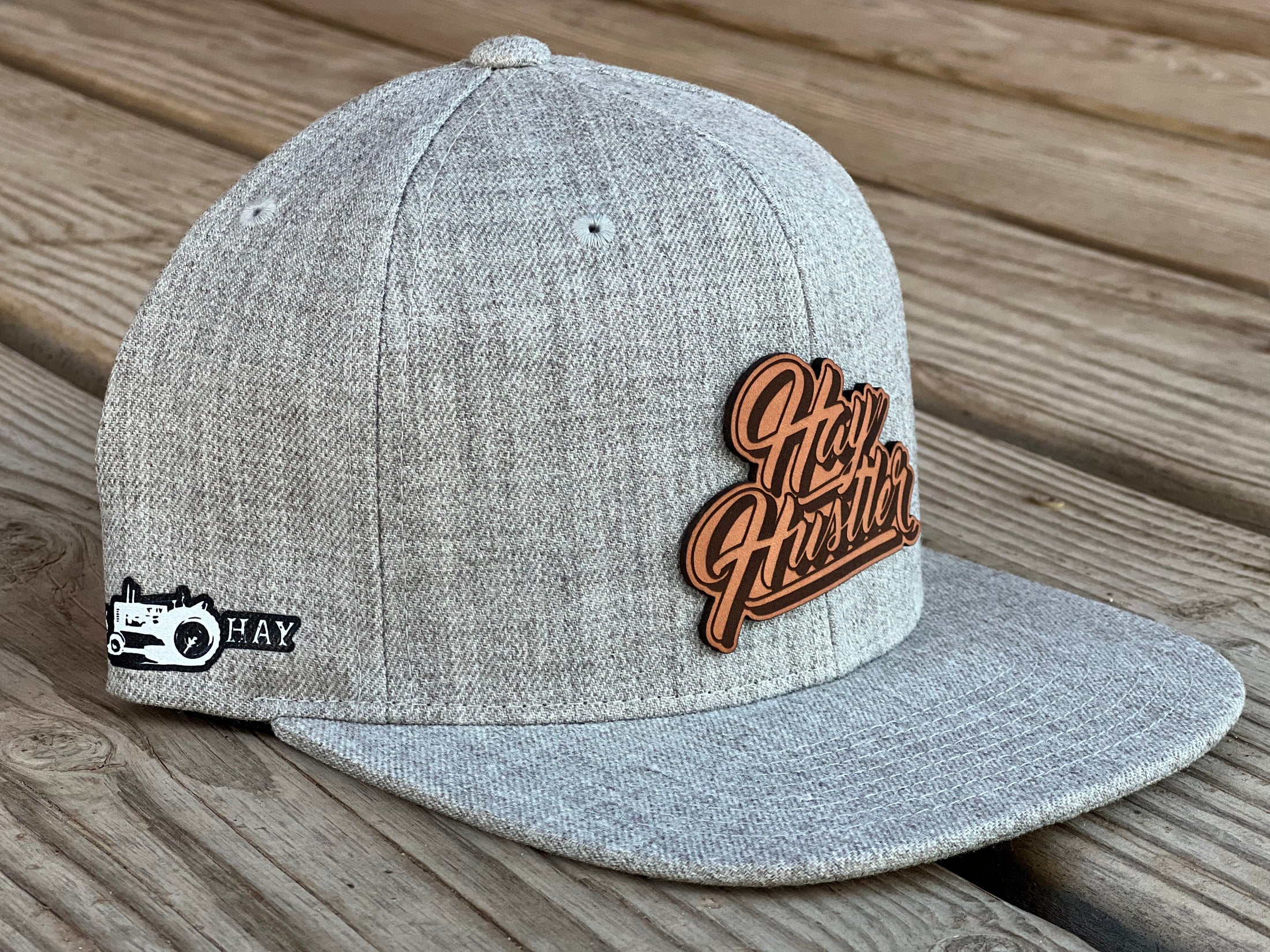 Hay Hustler Leather Patch Flat Bill Hat