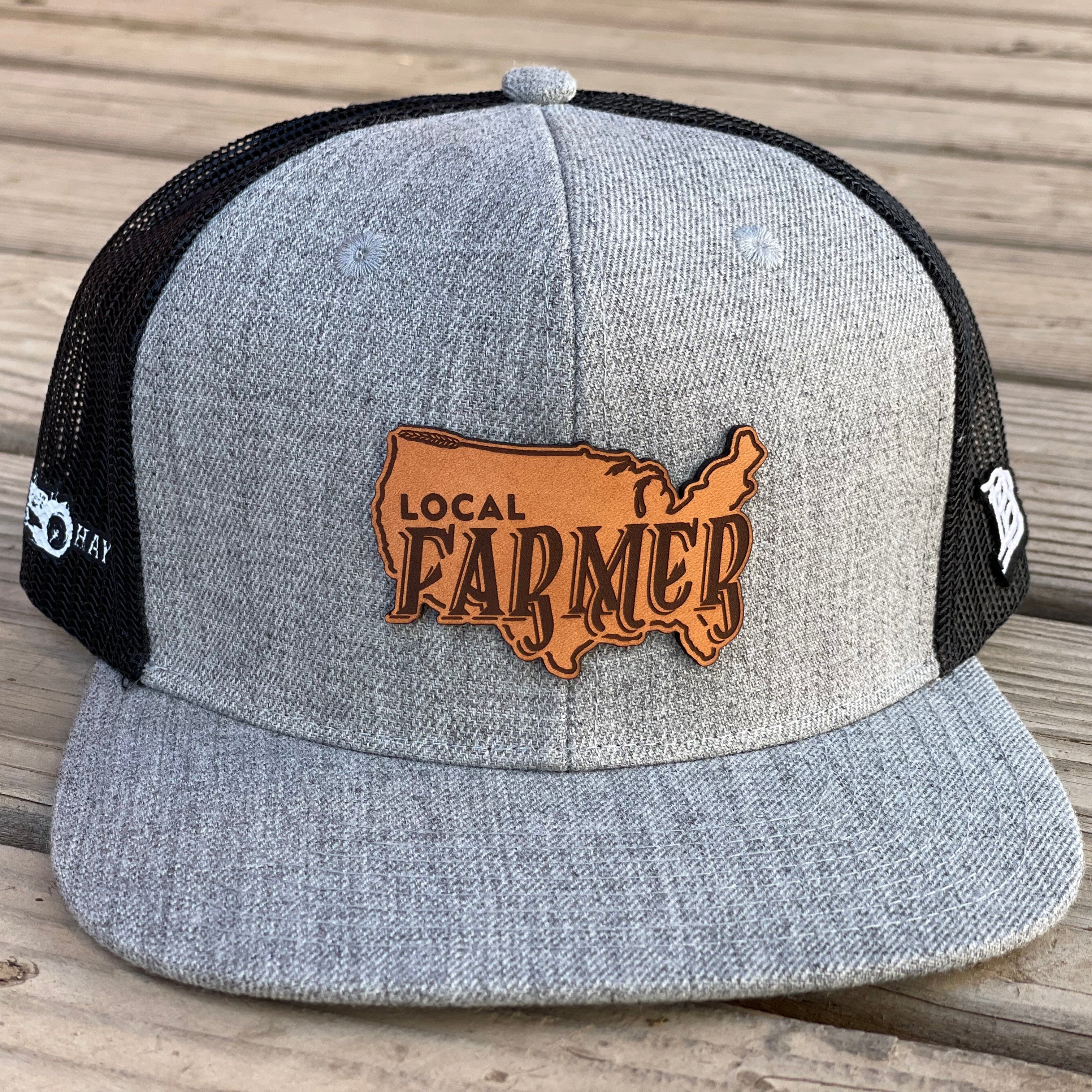 Local Farmer Leather Patch Flat Bill Hat (Multiple Colors)