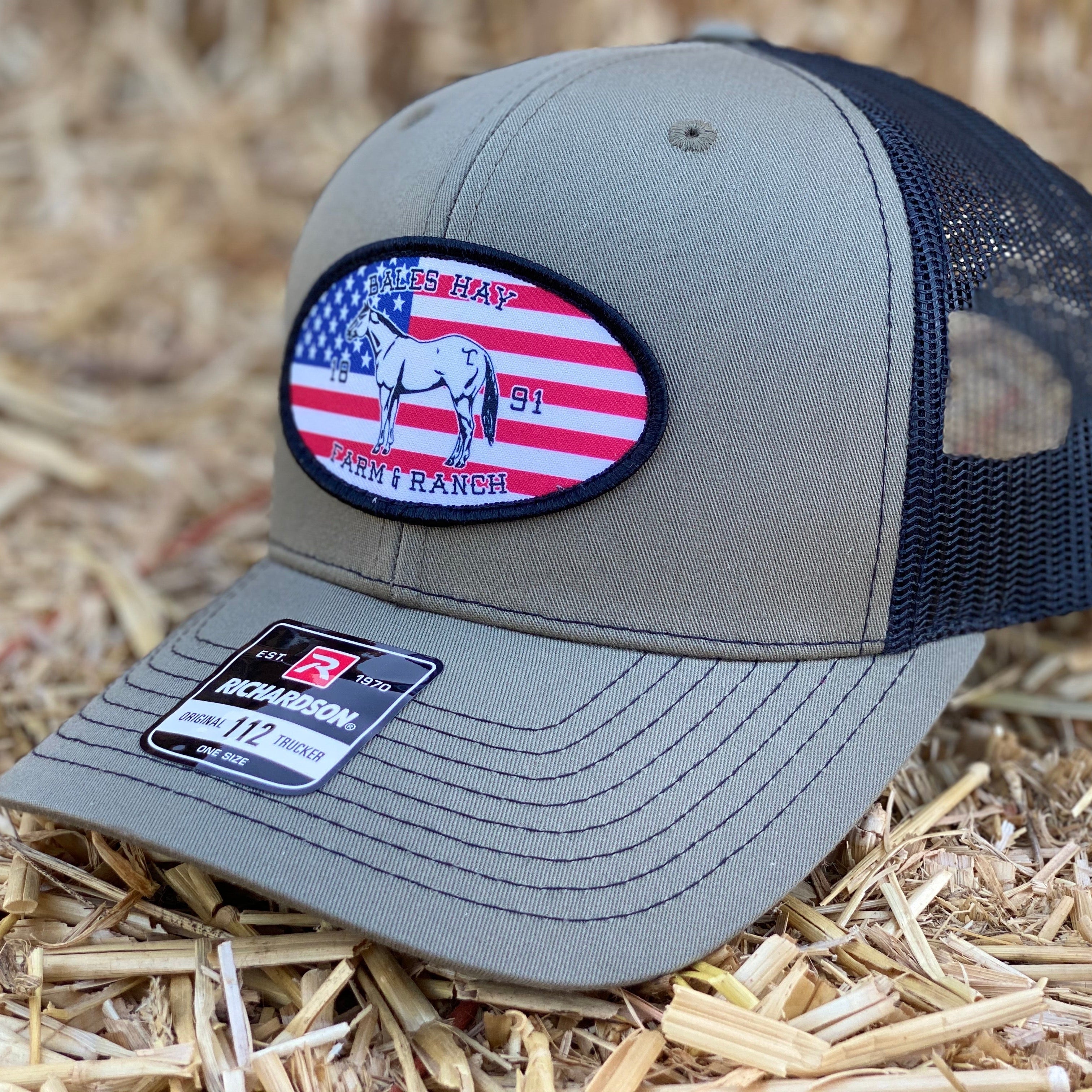 US Flag & Horse Curved Bill Hat