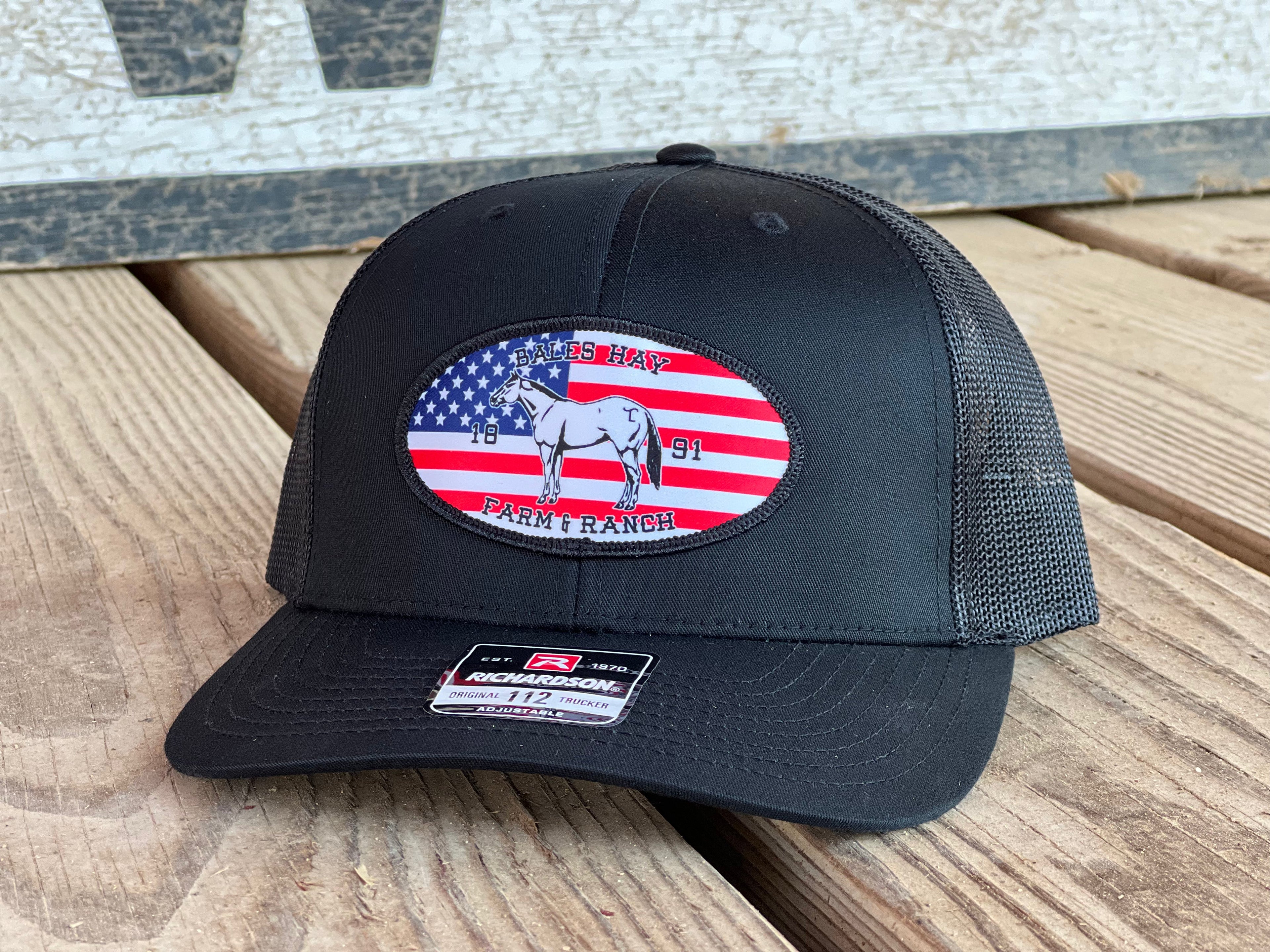 US Flag & Horse Curved Bill Hat