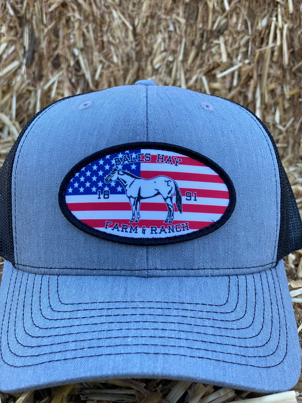 US Flag & Horse Curved Bill Hat