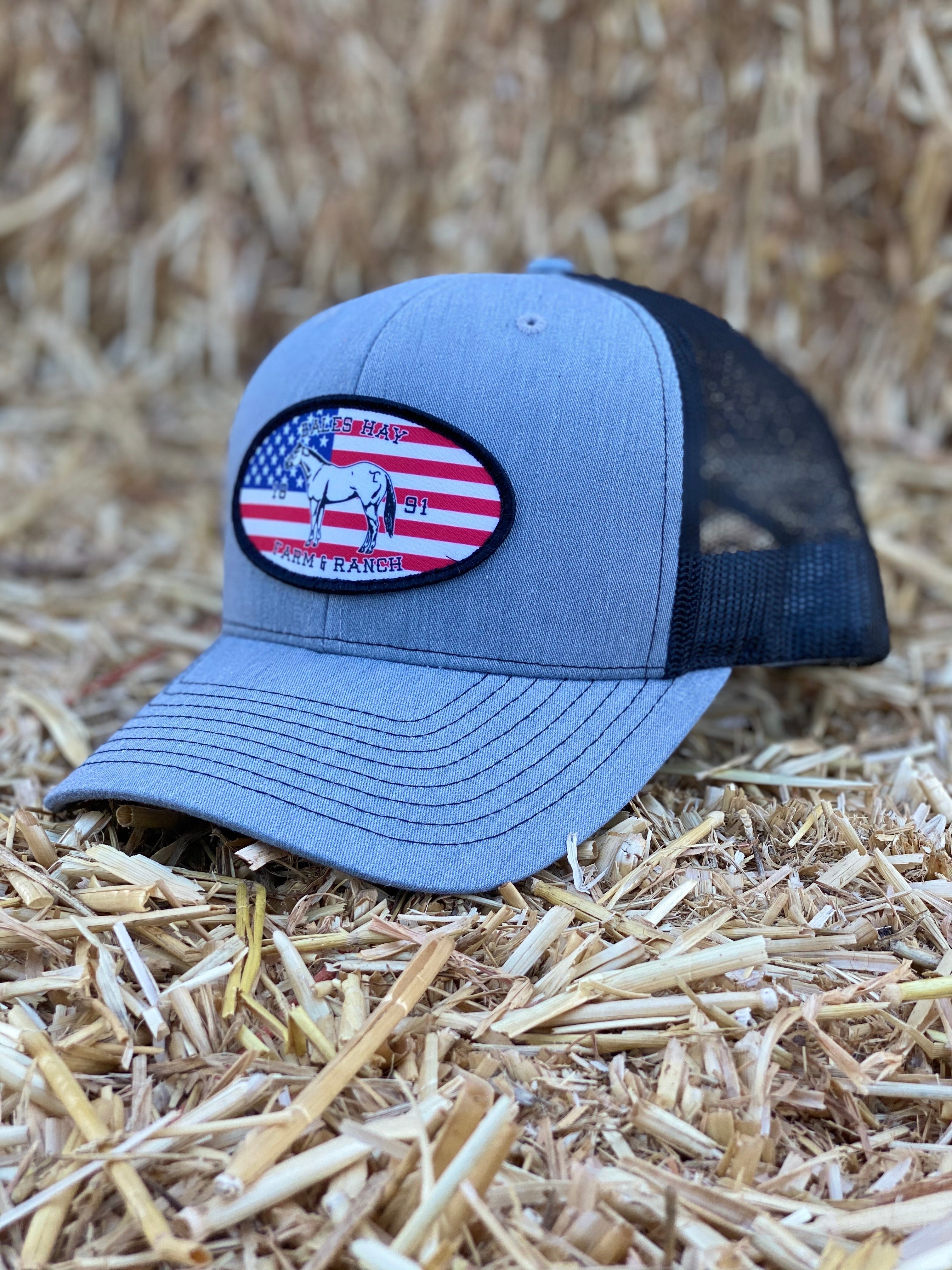 US Flag & Horse Curved Bill Hat