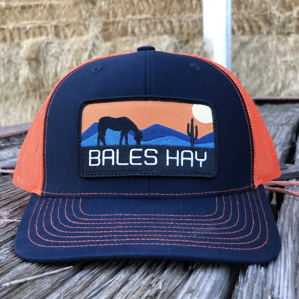 This hat is both well-made and comfortable to wear that features the first patch we ever designed! It represents the horses we feed, and the landscape we live in.  