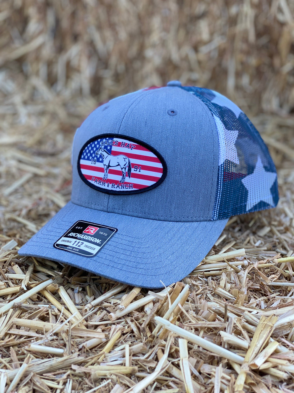 US Flag & Horse Curved Bill Hat