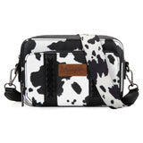 Wrangler Cow Print Crossbody Purse With Wallet Compartment - Black × 1