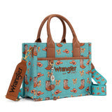 Wrangler Western Print Cowgirl Tote Bag and Crossbody - Turquoise Shopper Purse