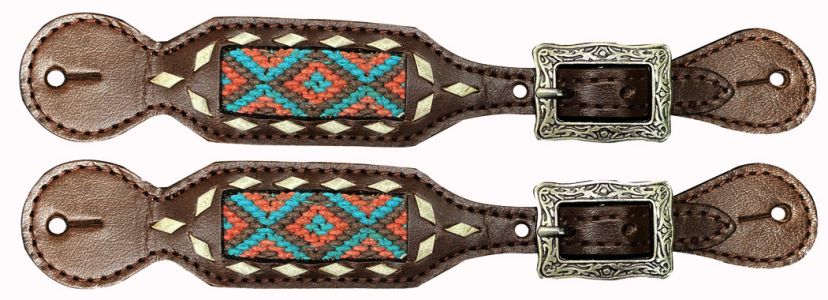 Showman - Ladies Braided SW Inlay Spur Straps - 30974