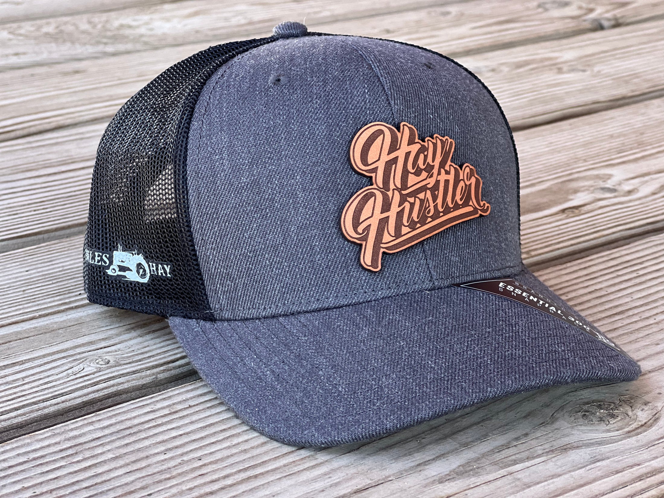 Hay Hustler Leather Patch Curve Bill Hat