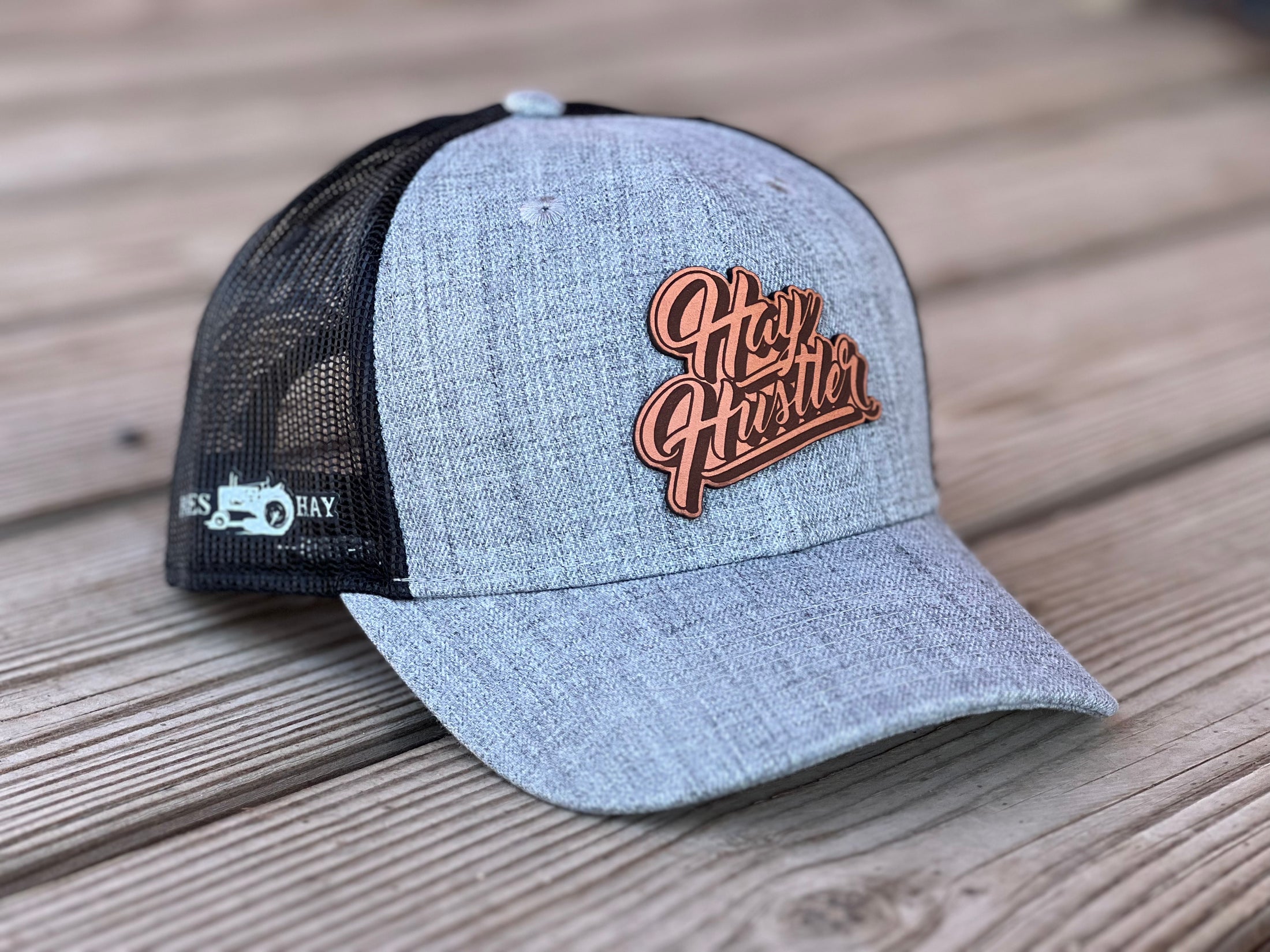 Hay Hustler Leather Patch Curve Bill Hat