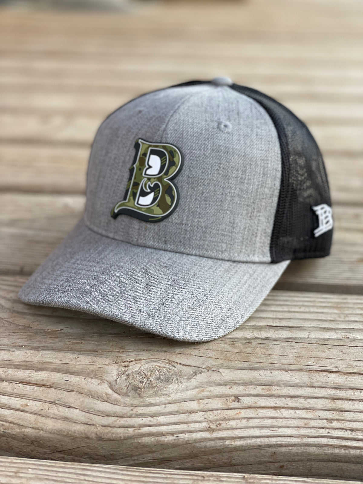 The Camo B Heather Gray/Black Mesh Curve Bill